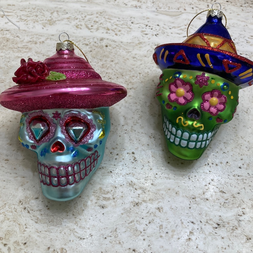 Two Day of the Dead Holiday Ornaments